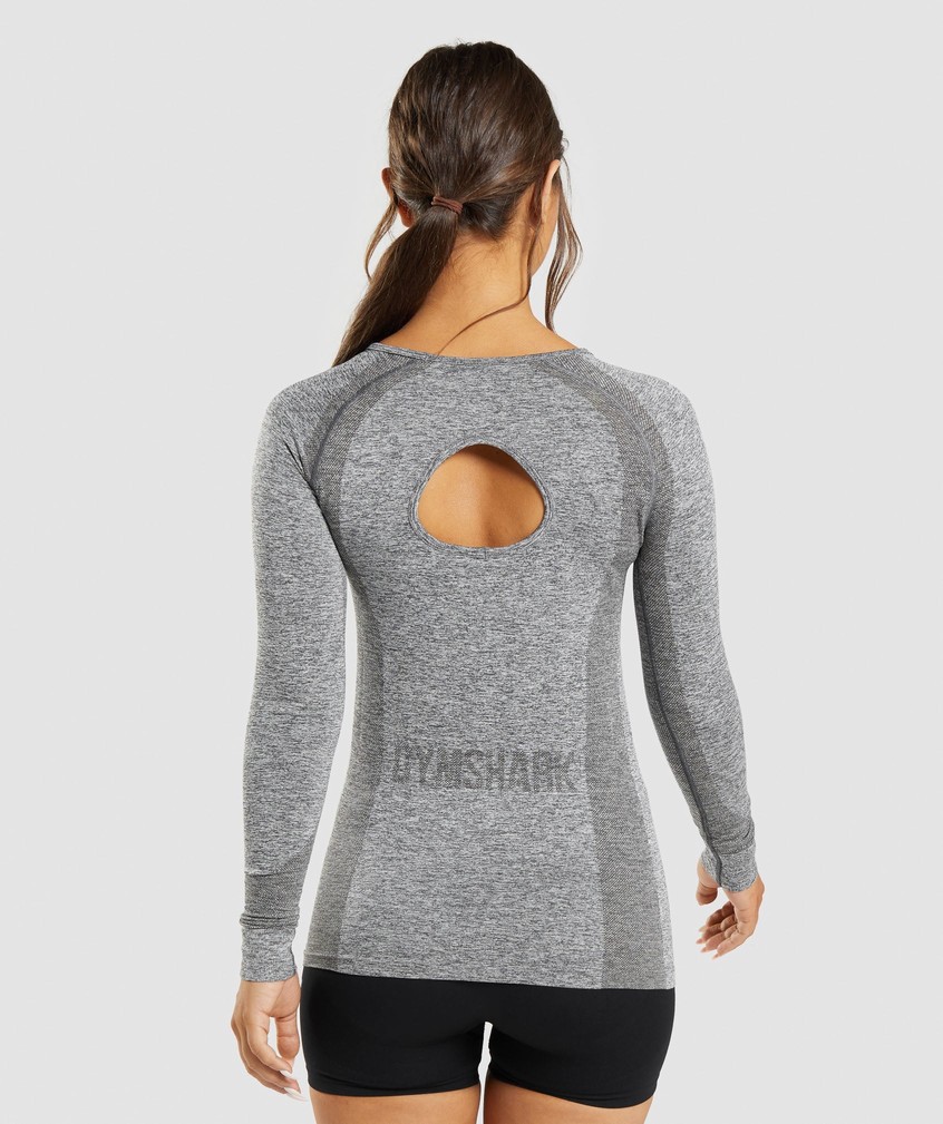 Grey Women's Gymshark Flex Long Sleeve Top T-Shirts | USA-09357