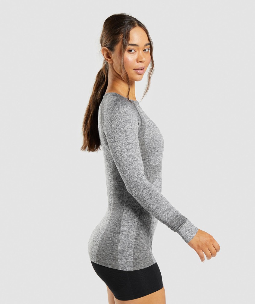 Grey Women's Gymshark Flex Long Sleeve Top T-Shirts | USA-09357