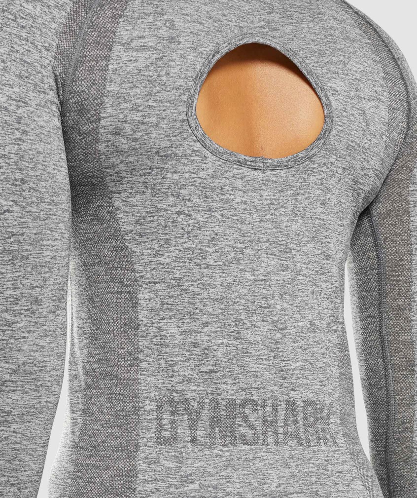 Grey Women's Gymshark Flex Long Sleeve Top T-Shirts | USA-09357