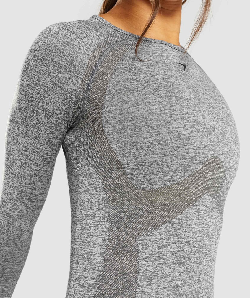 Grey Women's Gymshark Flex Long Sleeve Top T-Shirts | USA-09357