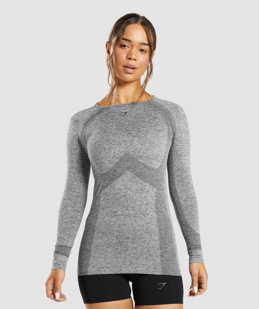 Grey Women\'s Gymshark Flex Long Sleeve Top T-Shirts | USA-09357