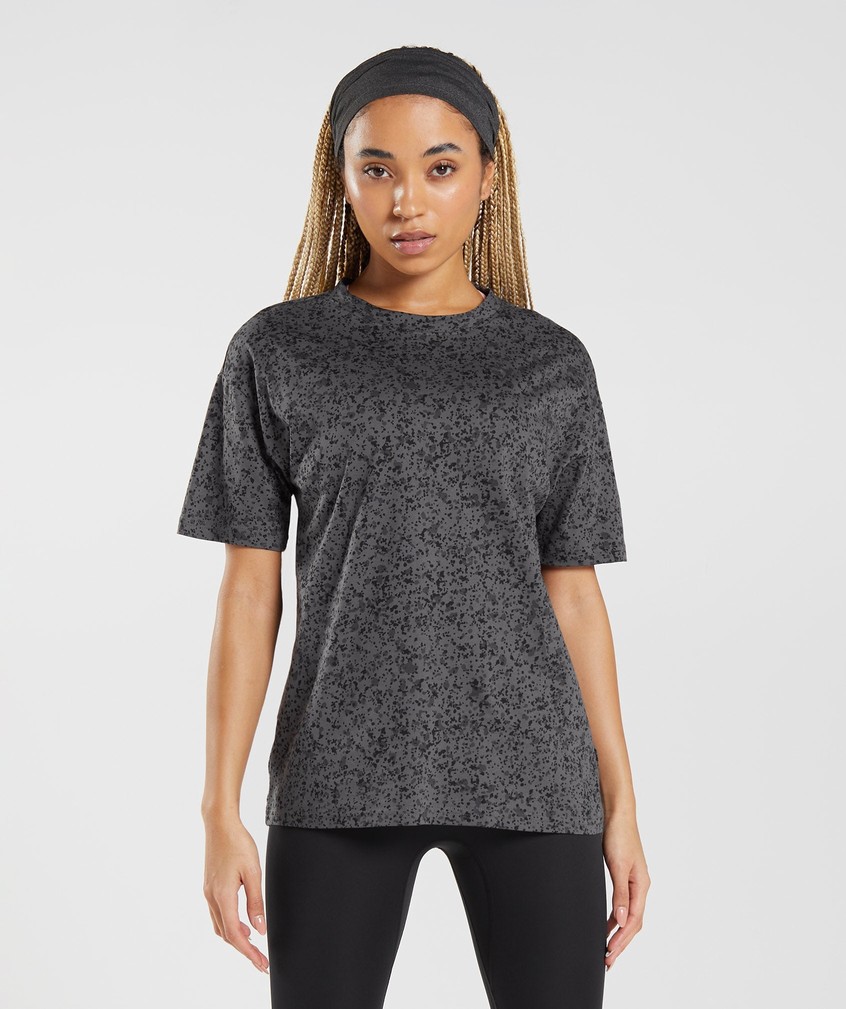 Grey Women\'s Gymshark Mineral Print T-Shirts | USA-14865