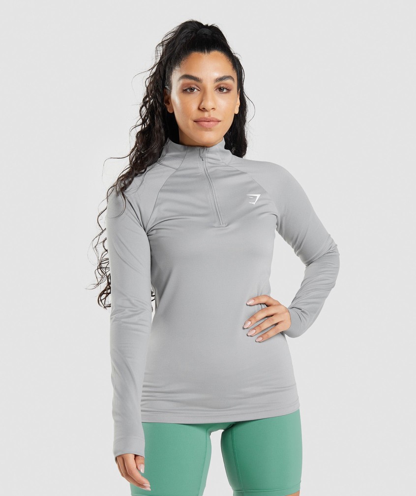 Grey Women\'s Gymshark Training 1/4 Zip Pullover | USA-74592