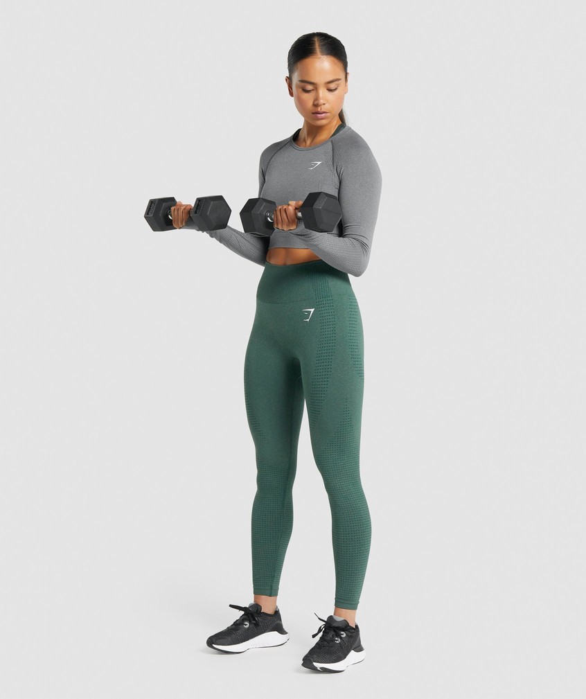 Grey Women's Gymshark Vital Seamless 2.0 Long Sleeve Crop Top T-Shirts | USA-17320