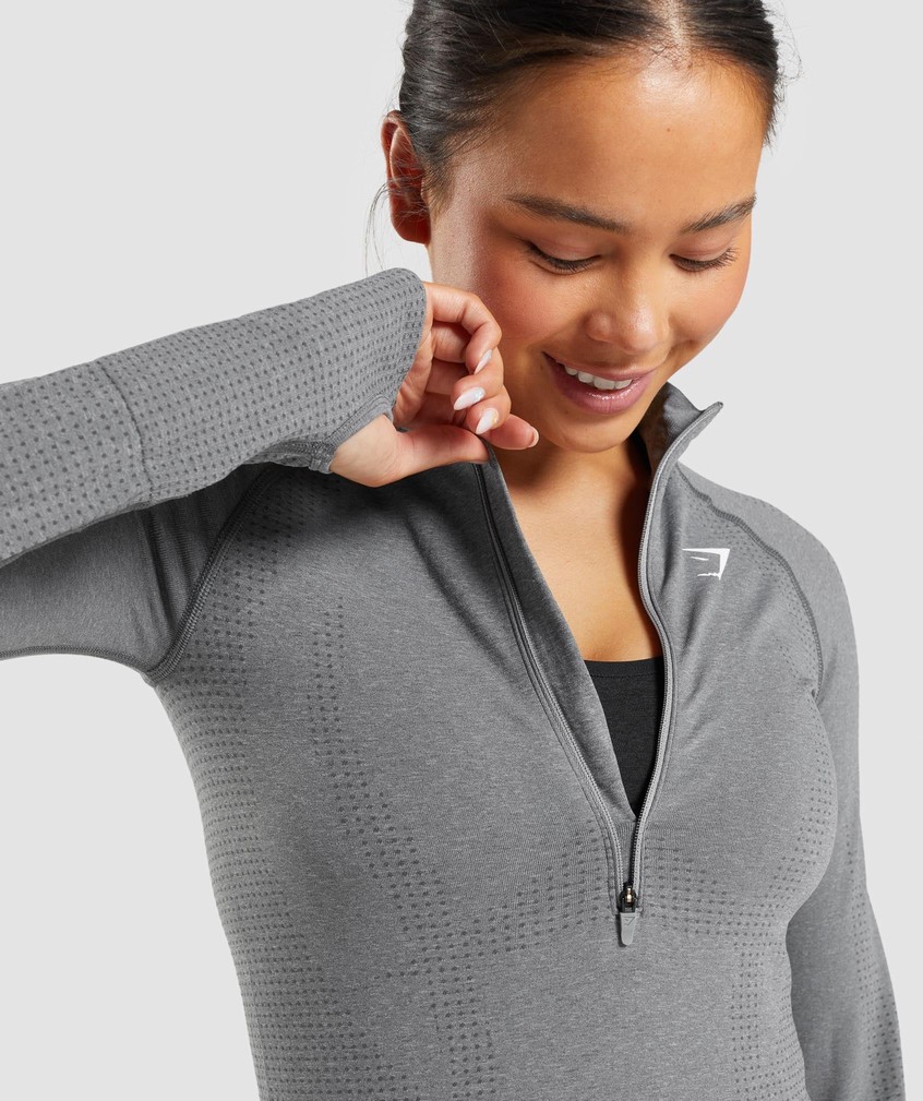 Grey Women's Gymshark Vital Seamless 2.0 1/2 Zip Pullover | USA-37529