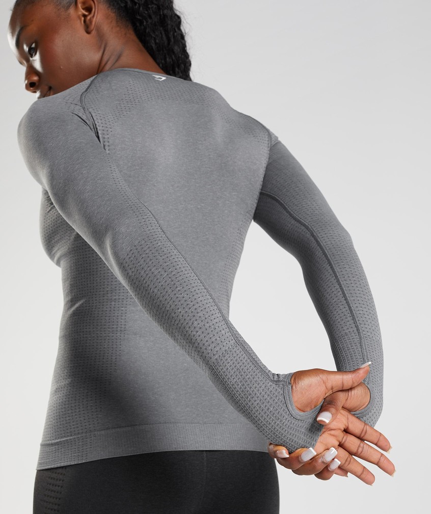 Grey Women's Gymshark Vital Seamless 2.0 Long Sleeve Top T-Shirts | USA-49378