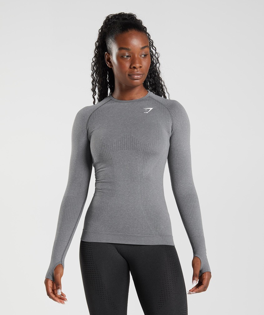 Grey Women\'s Gymshark Vital Seamless 2.0 Long Sleeve Top T-Shirts | USA-49378