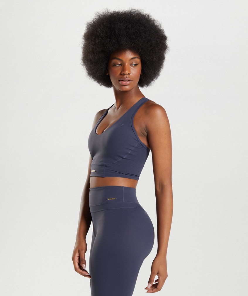 Indigo Navy Women's Gymshark Whitney Crop Tank | USA-23705