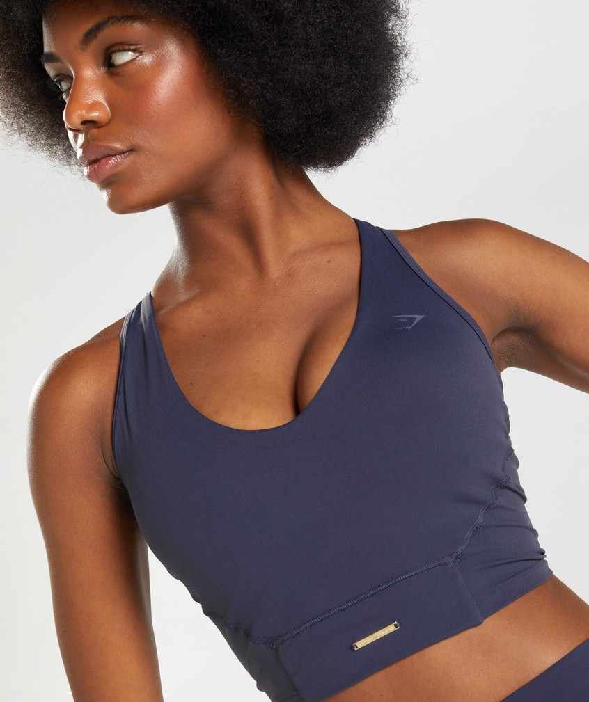 Indigo Navy Women's Gymshark Whitney Crop Tank | USA-23705