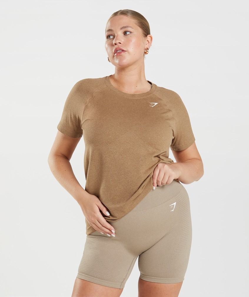 Khaki Women's Gymshark Vital Seamless 2.0 Light T-Shirts | USA-92107