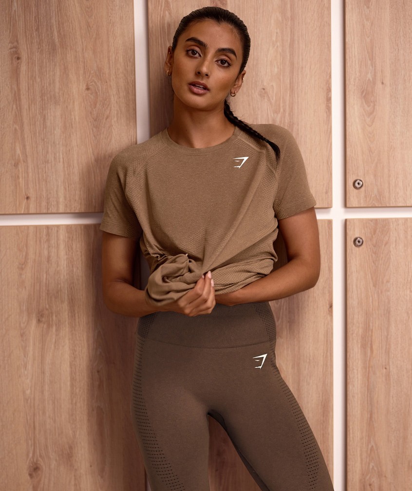 Khaki Women's Gymshark Vital Seamless 2.0 Light T-Shirts | USA-92107