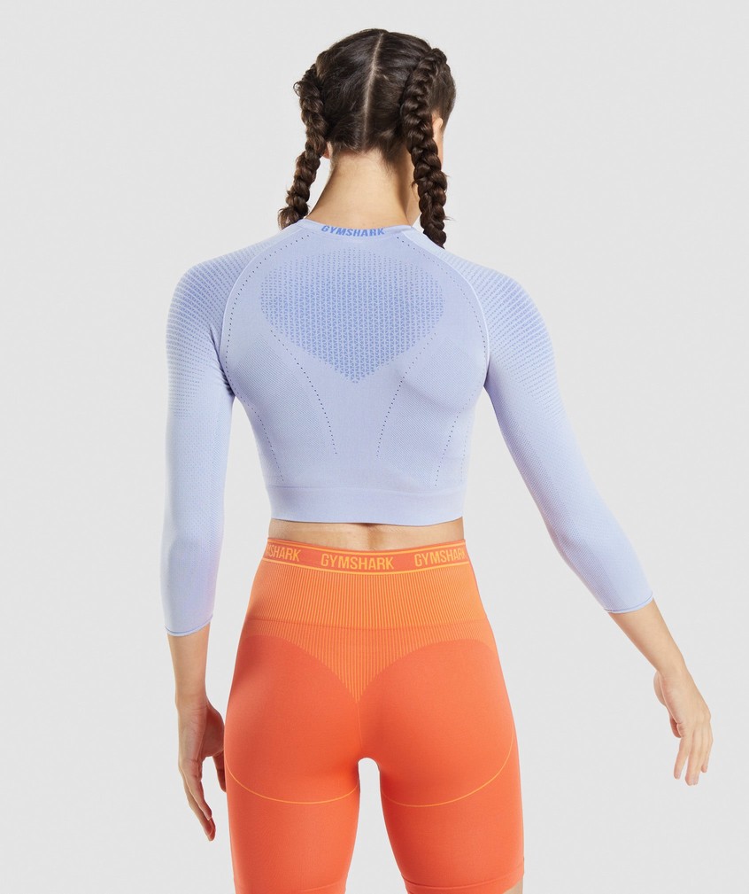 Lavender Blue Women's Gymshark Apex Seamless Crop Top T-Shirts | USA-94703