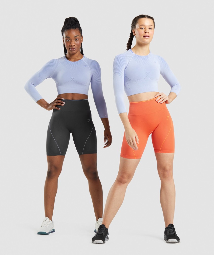 Lavender Blue Women's Gymshark Apex Seamless Crop Top T-Shirts | USA-94703