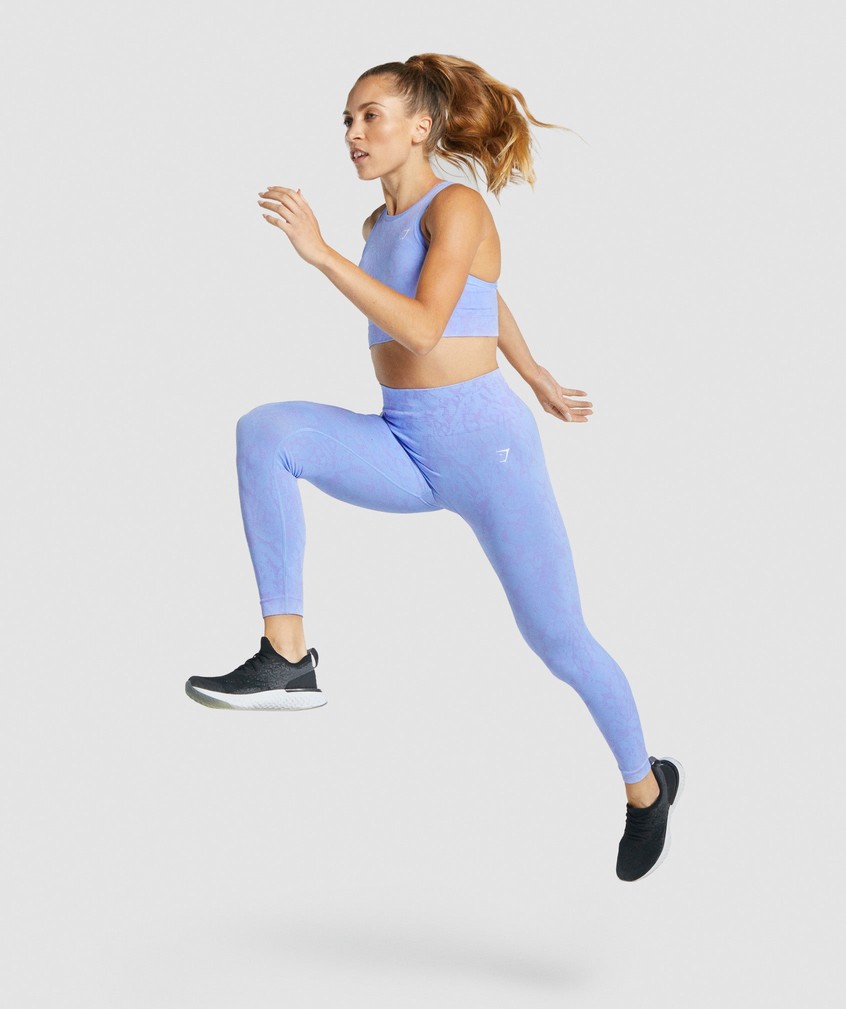 Light Blue Women's Gymshark Adapt Animal Seamless Leggings | USA-91346