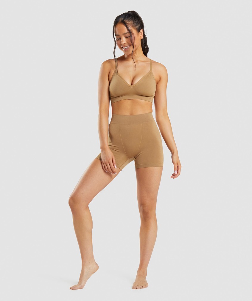 Light Brown Women's Gymshark Seamless Boxers Bikini Bottoms | USA-20369