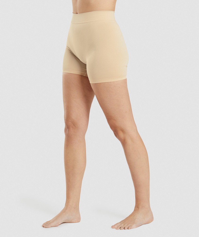 Light Brown Women's Gymshark Seamless Boxers Bikini Bottoms | USA-51348