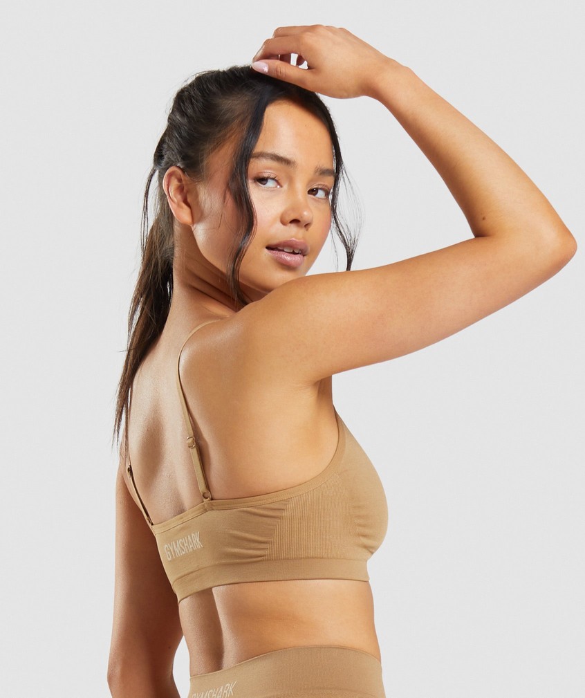 Light Brown Women's Gymshark Seamless Low Neck Bralette | USA-06413