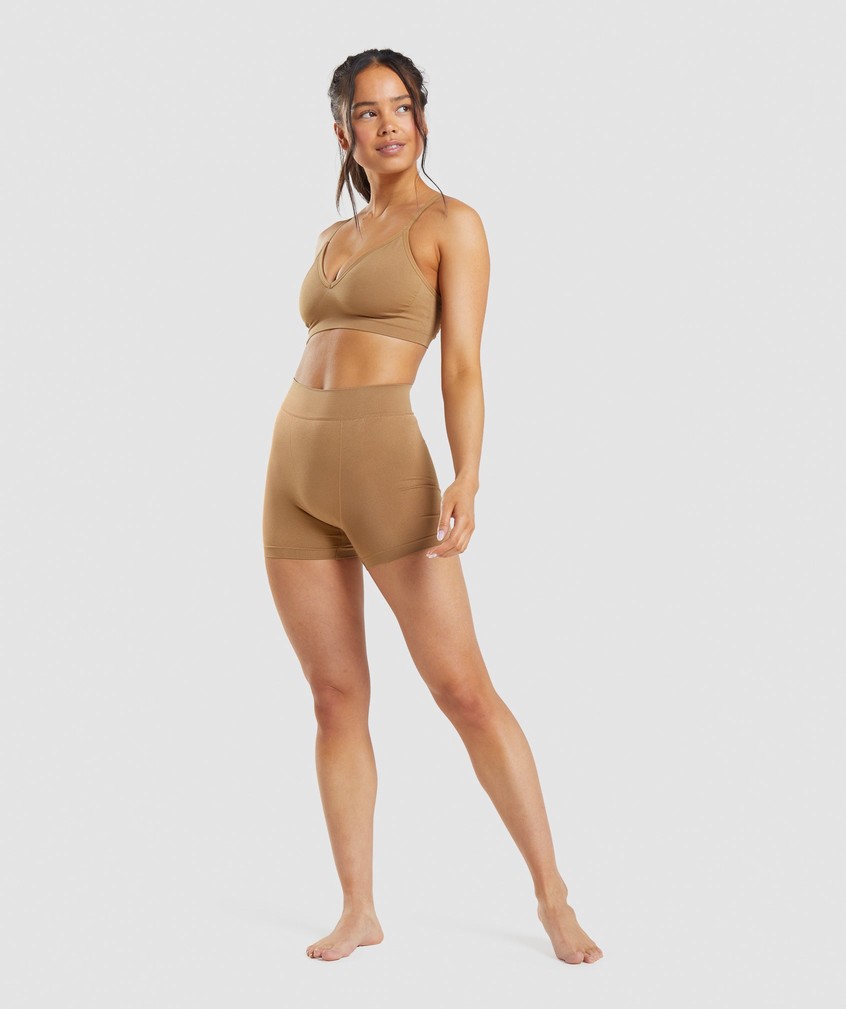 Light Brown Women's Gymshark Seamless Low Neck Bralette | USA-06413