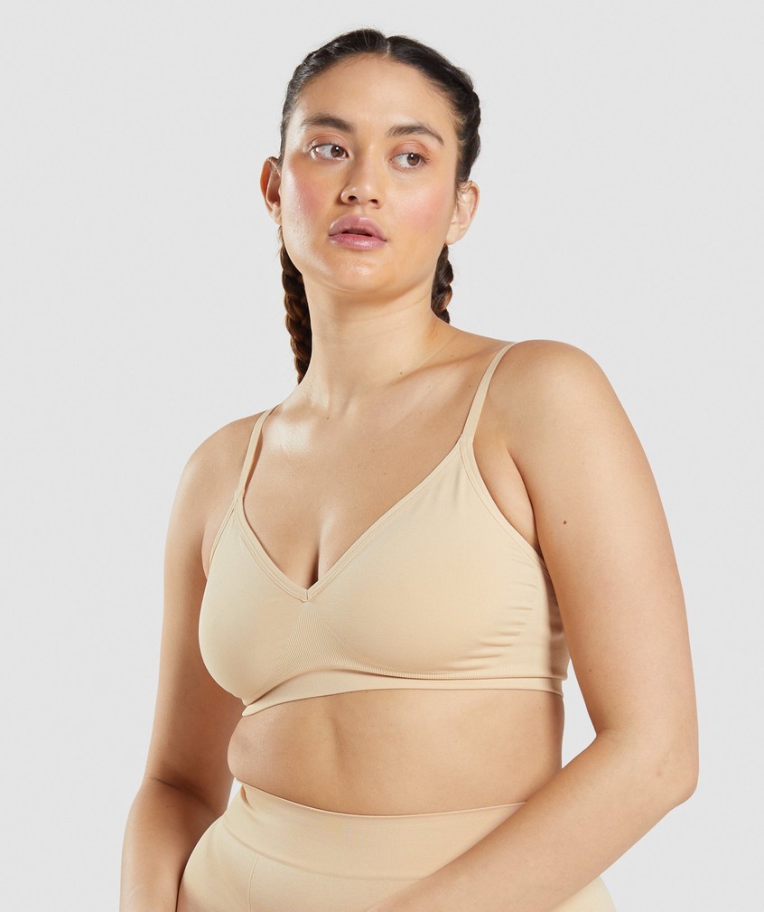 Light Brown Women\'s Gymshark Seamless Low Neck Bralette | USA-67183