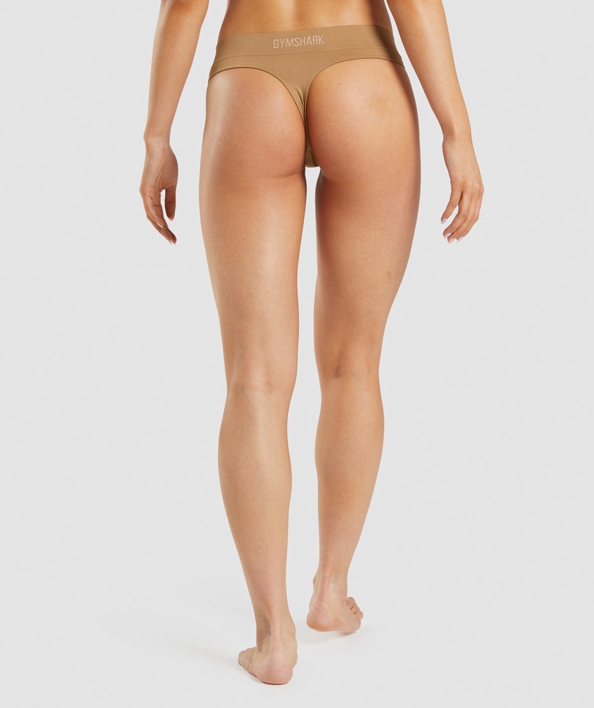 Light Brown Women's Gymshark Seamless Thong | USA-39685