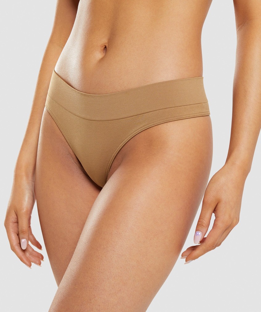 Light Brown Women's Gymshark Seamless Thong | USA-39685