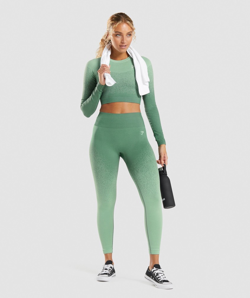 Light Green Women's Gymshark Adapt Ombre Seamless Leggings | USA-50438