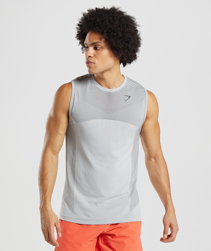 Light Grey / Black Grey Men's Gymshark Apex Seamless Tank | USA-49513