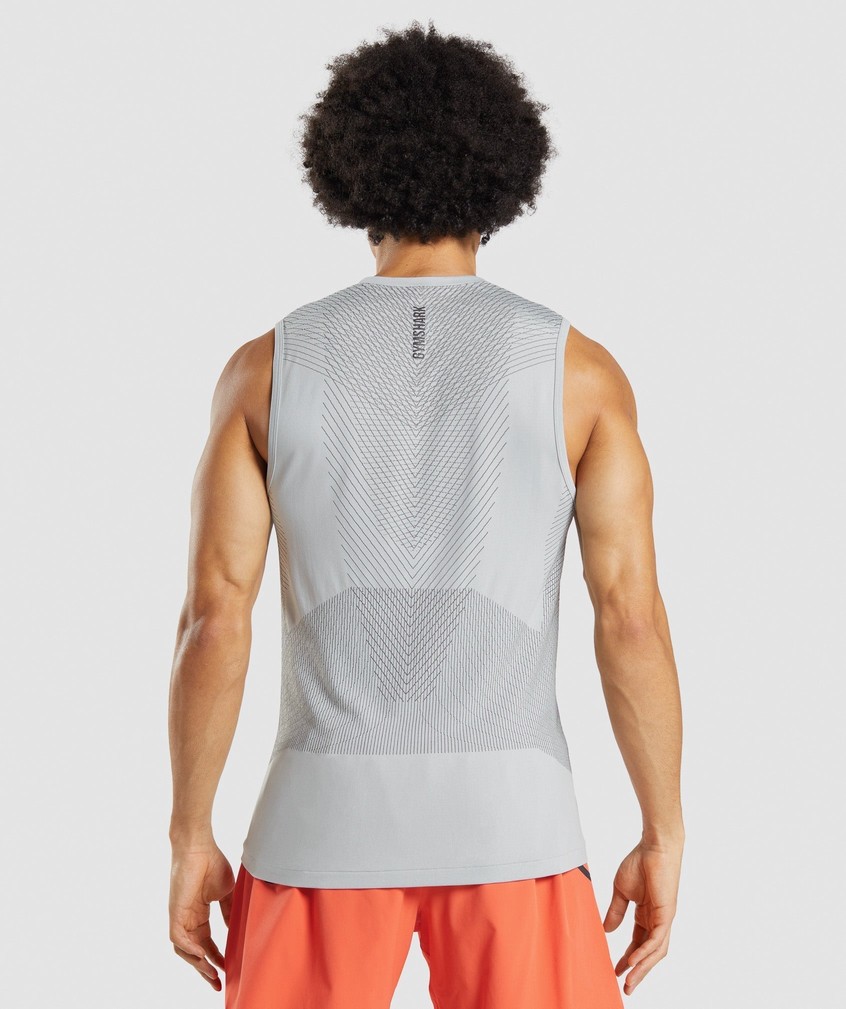 Light Grey / Black Grey Men's Gymshark Apex Seamless Tank | USA-49513