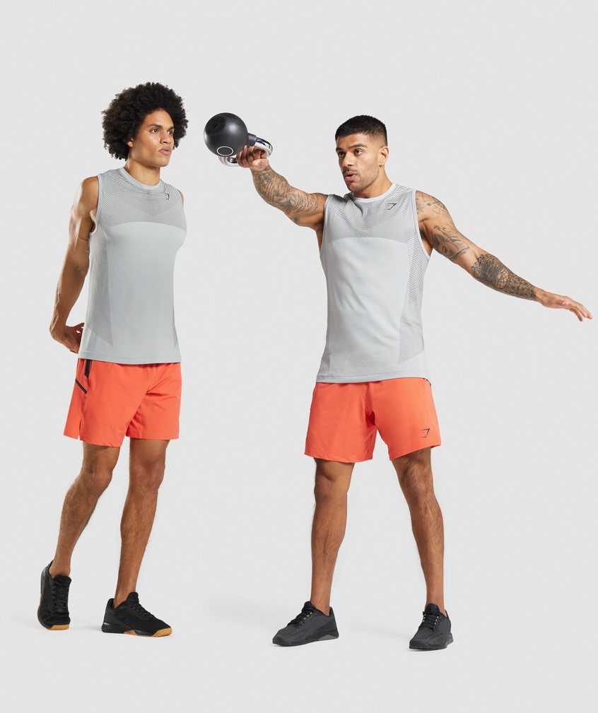 Light Grey / Black Grey Men's Gymshark Apex Seamless Tank | USA-49513