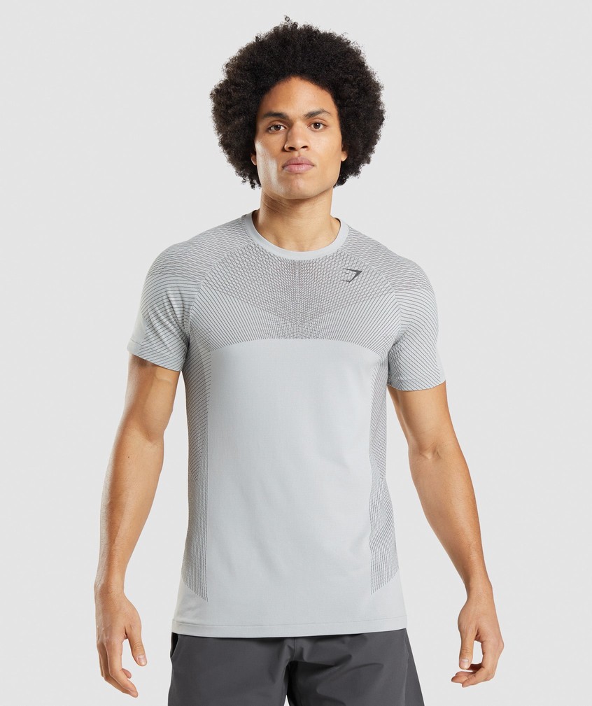 Light Grey / Black Grey Men\'s Gymshark Apex Seamless T-Shirts | USA-96852