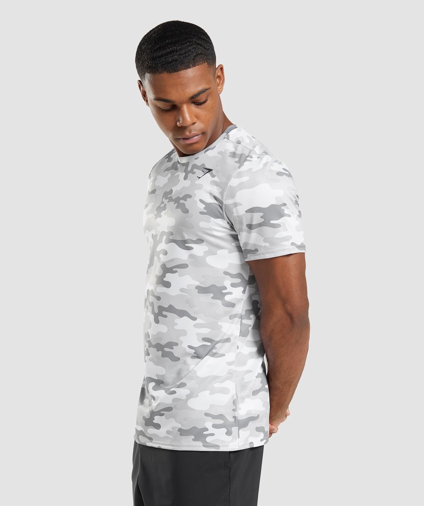 Light Grey Camo Men's Gymshark Arrival T-Shirts | USA-67298