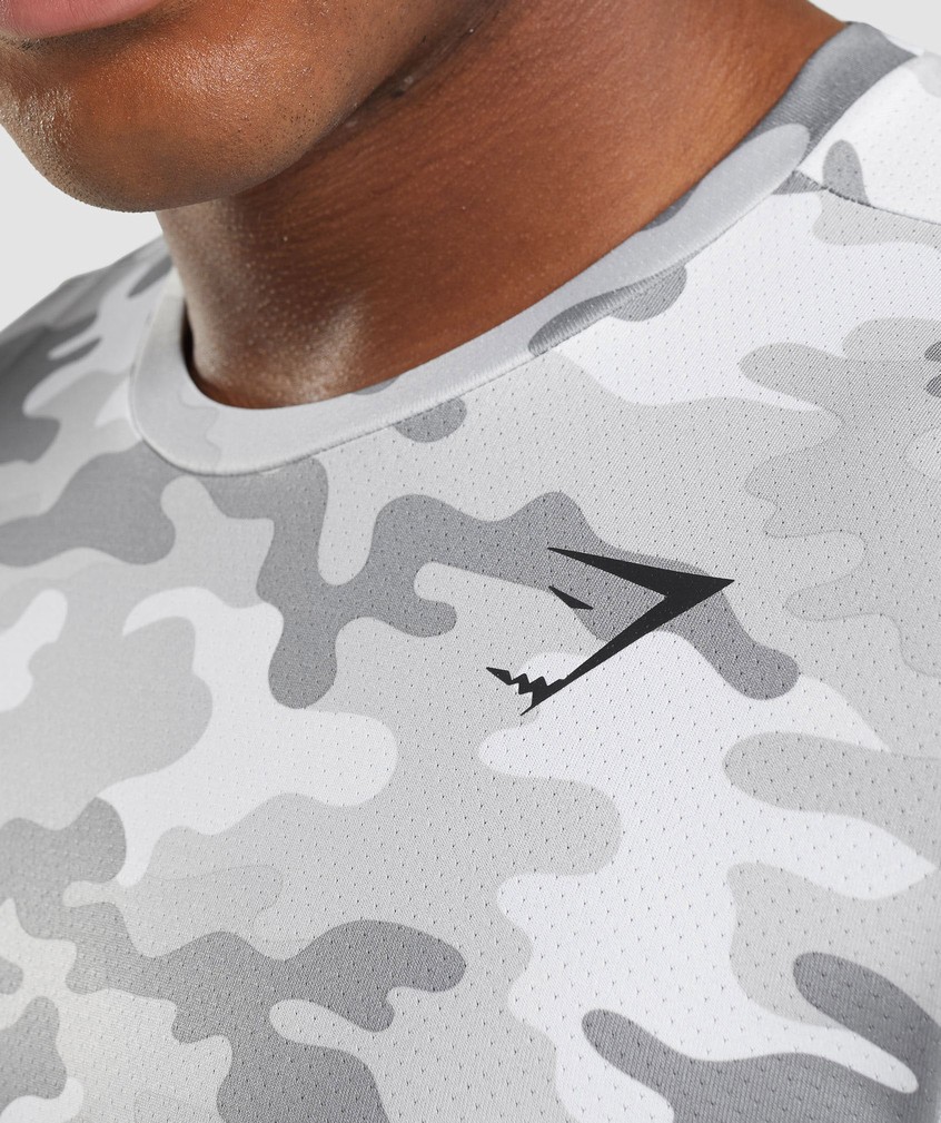 Light Grey Camo Men's Gymshark Arrival T-Shirts | USA-67298