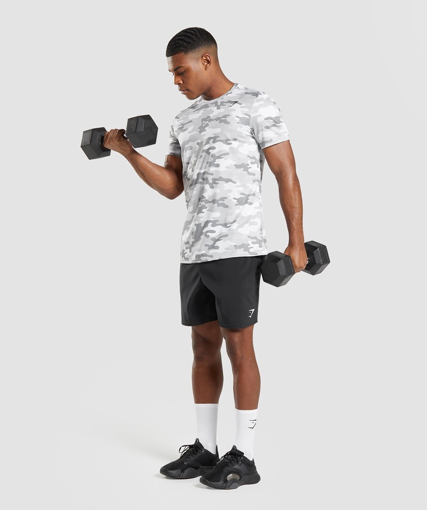 Light Grey Camo Men's Gymshark Arrival T-Shirts | USA-67298