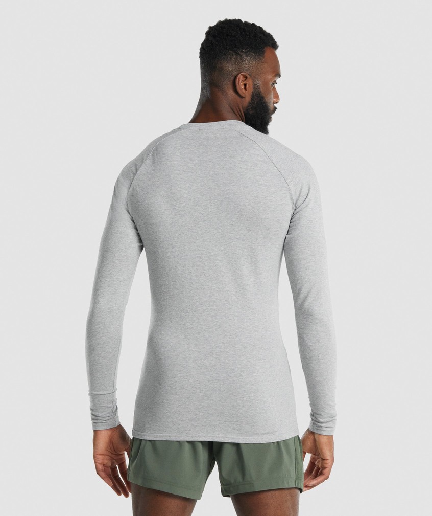 Light Grey Men's Gymshark Apollo Long Sleeve T-Shirts | USA-20836