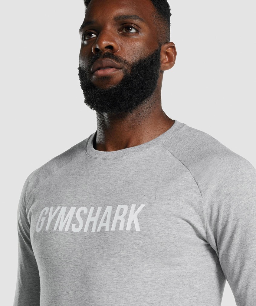 Light Grey Men's Gymshark Apollo Long Sleeve T-Shirts | USA-20836