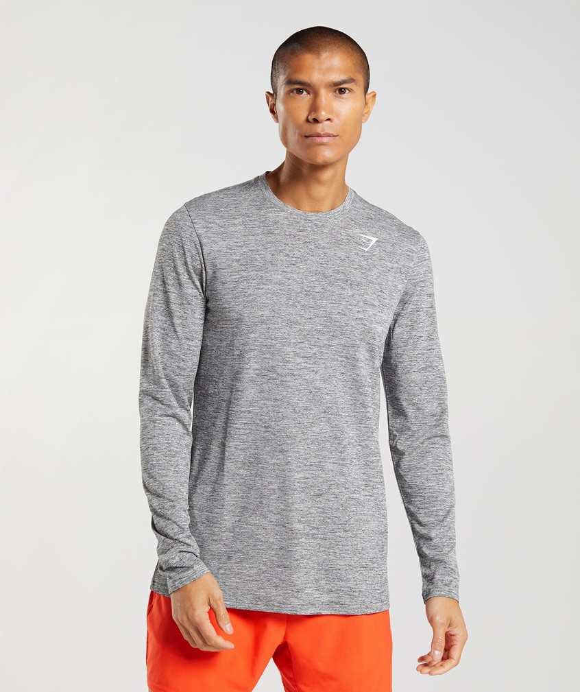 Light Grey Men\'s Gymshark Arrival Long Sleeve T-Shirts | USA-02657