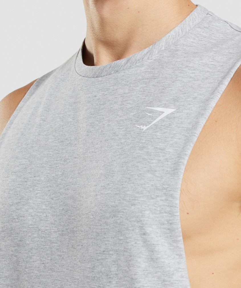 Light Grey Men's Gymshark Critical 2.0 Drop Arm Tank | USA-14392