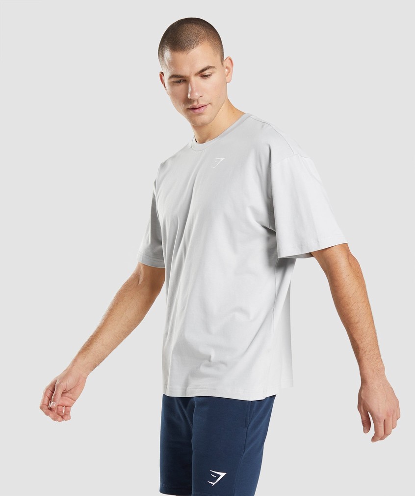 Light Grey Men's Gymshark Essential Oversized T-Shirts | USA-51746