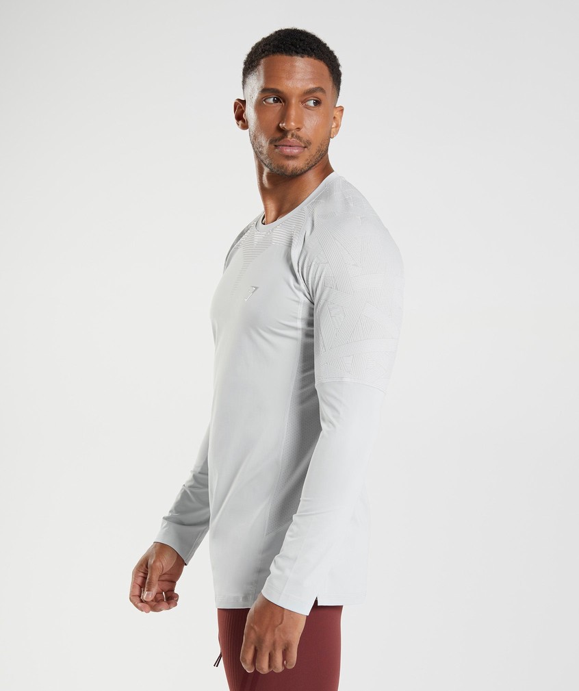 Light Grey Men's Gymshark Form Long Sleeve T-Shirts | USA-87425