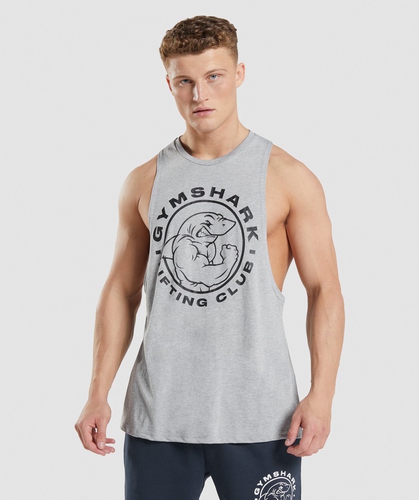 Light Grey Men\'s Gymshark Legacy Drop Arm Tank | USA-35869