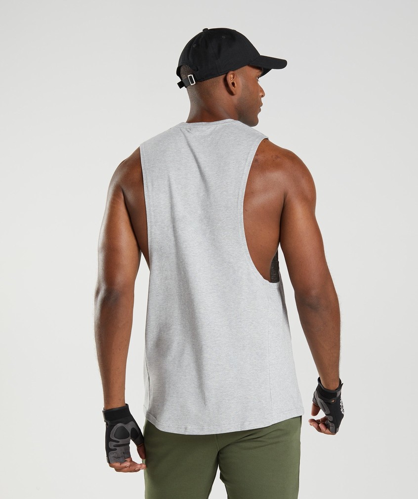 Light Grey Men's Gymshark React Drop Arm Tank | USA-95364