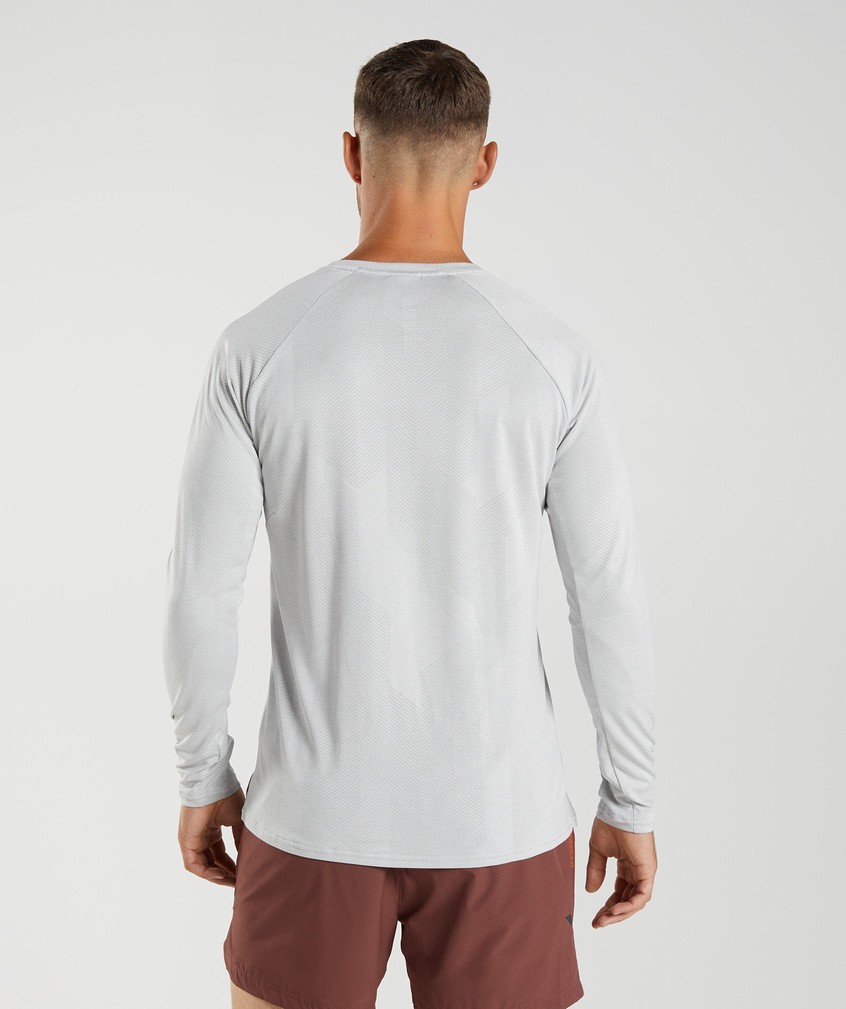 Light Grey / White Men's Gymshark Apex Long Sleeve T-Shirts | USA-93572