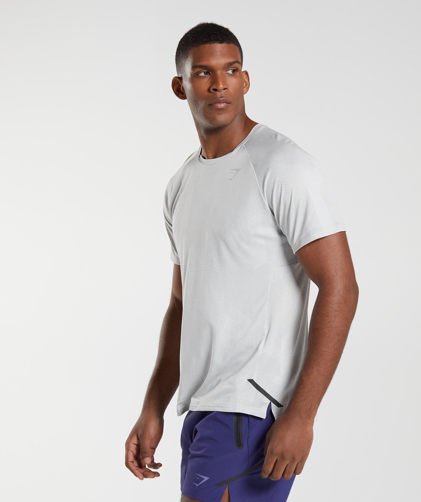 Light Grey / White Men's Gymshark Apex T-Shirts | USA-27930