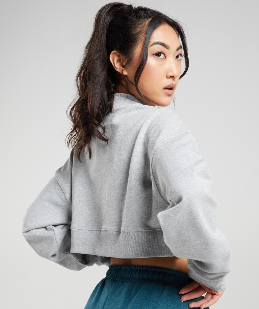 Light Grey Women's Gymshark Rest Day Sweats Cropped Pullover | USA-06817