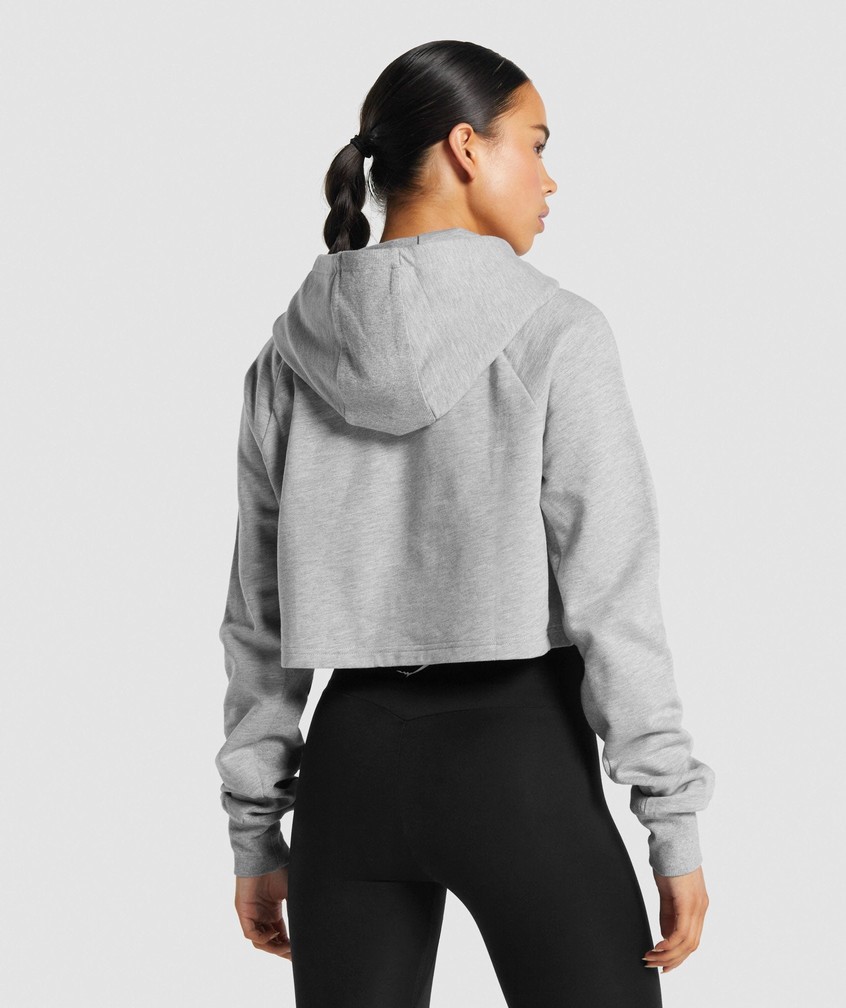 Light Grey Women's Gymshark Training Cropped Hoodie | USA-94387