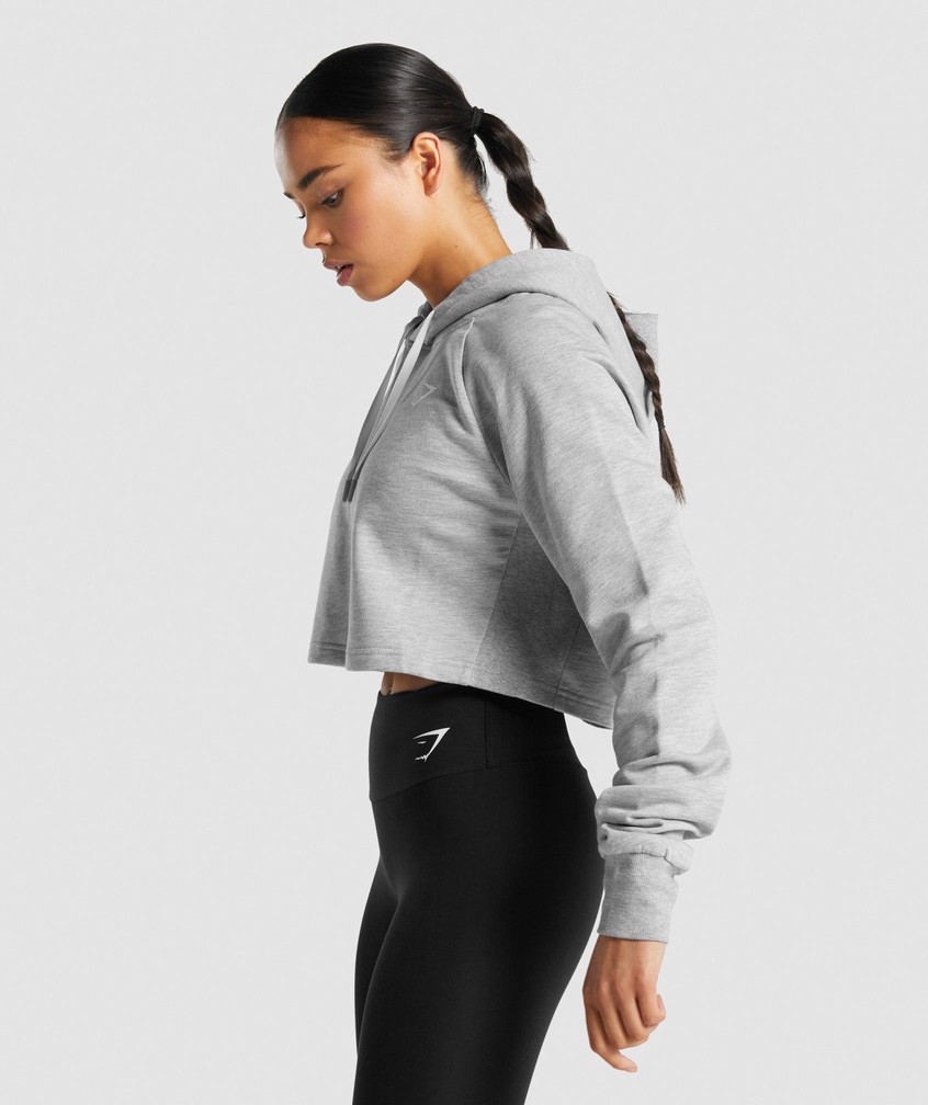 Light Grey Women's Gymshark Training Cropped Hoodie | USA-94387