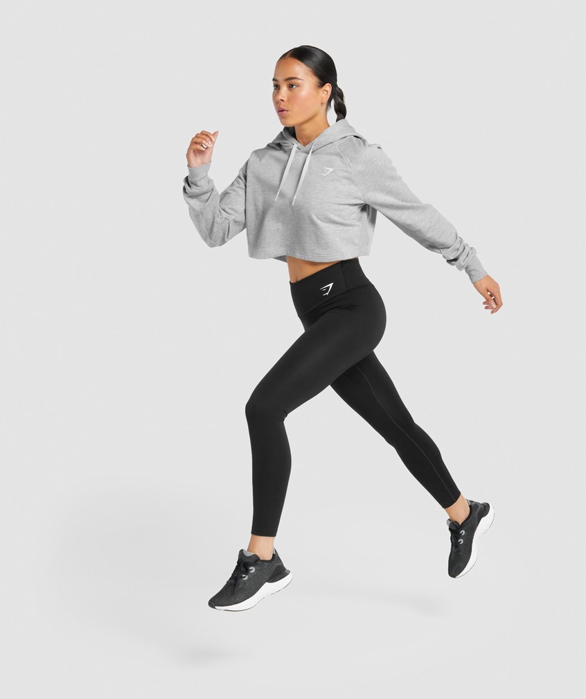 Light Grey Women's Gymshark Training Cropped Hoodie | USA-94387