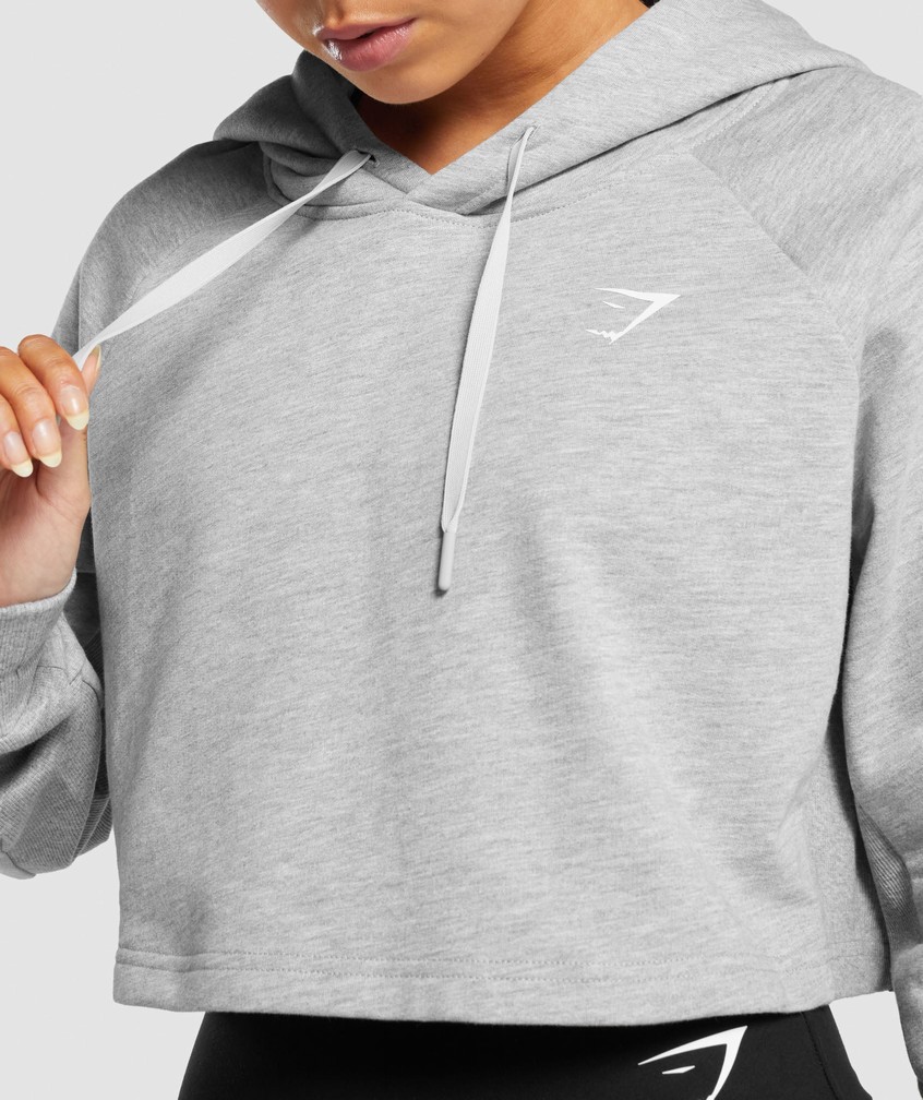 Light Grey Women's Gymshark Training Cropped Hoodie | USA-94387