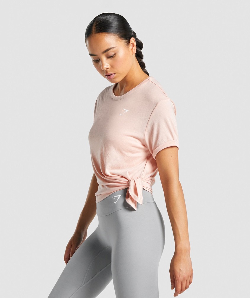 Light Pink Women's Gymshark Essential T-Shirts | USA-07598