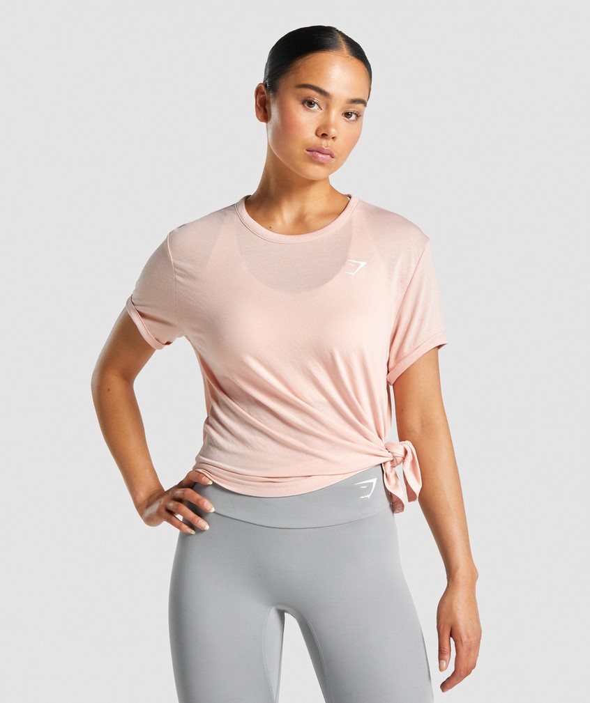 Light Pink Women\'s Gymshark Essential T-Shirts | USA-07598